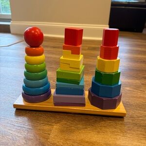 Melissa & Doug Geometric Stacker- Colorful Stacking Toy Set